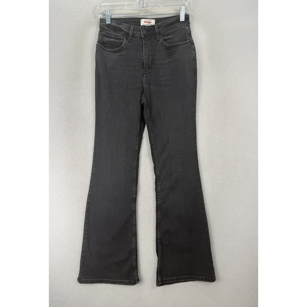 Wrangler High Rise Fierce Flare Black Jeans Women's Size 2x32 Stretch Denim